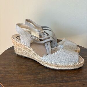 Abeo Silver Espadrille Wedge Sandals